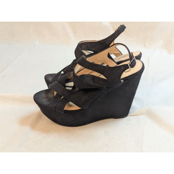 Kelsi Dagger Black Wedge Strap‎ Sandal Womens Size 8 - Picture 4 of 15